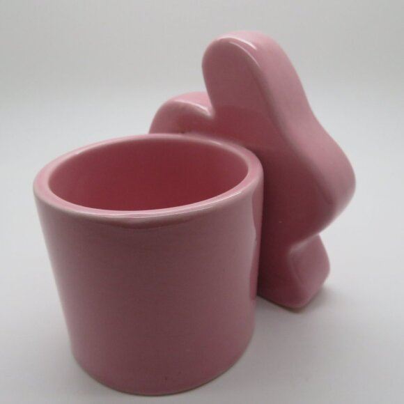 Ceramic Pink Bunny Rabbit Cotton Tail Planter Vase Tiny Small Size Garden Charm - Picture 5 of 10